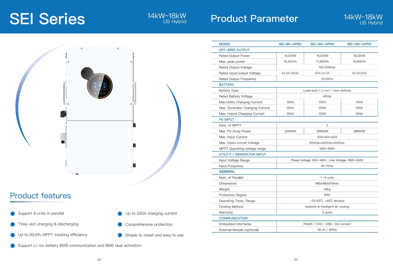 SRNE SEI Series — 14kW~18kW US Hybrid - Image 2